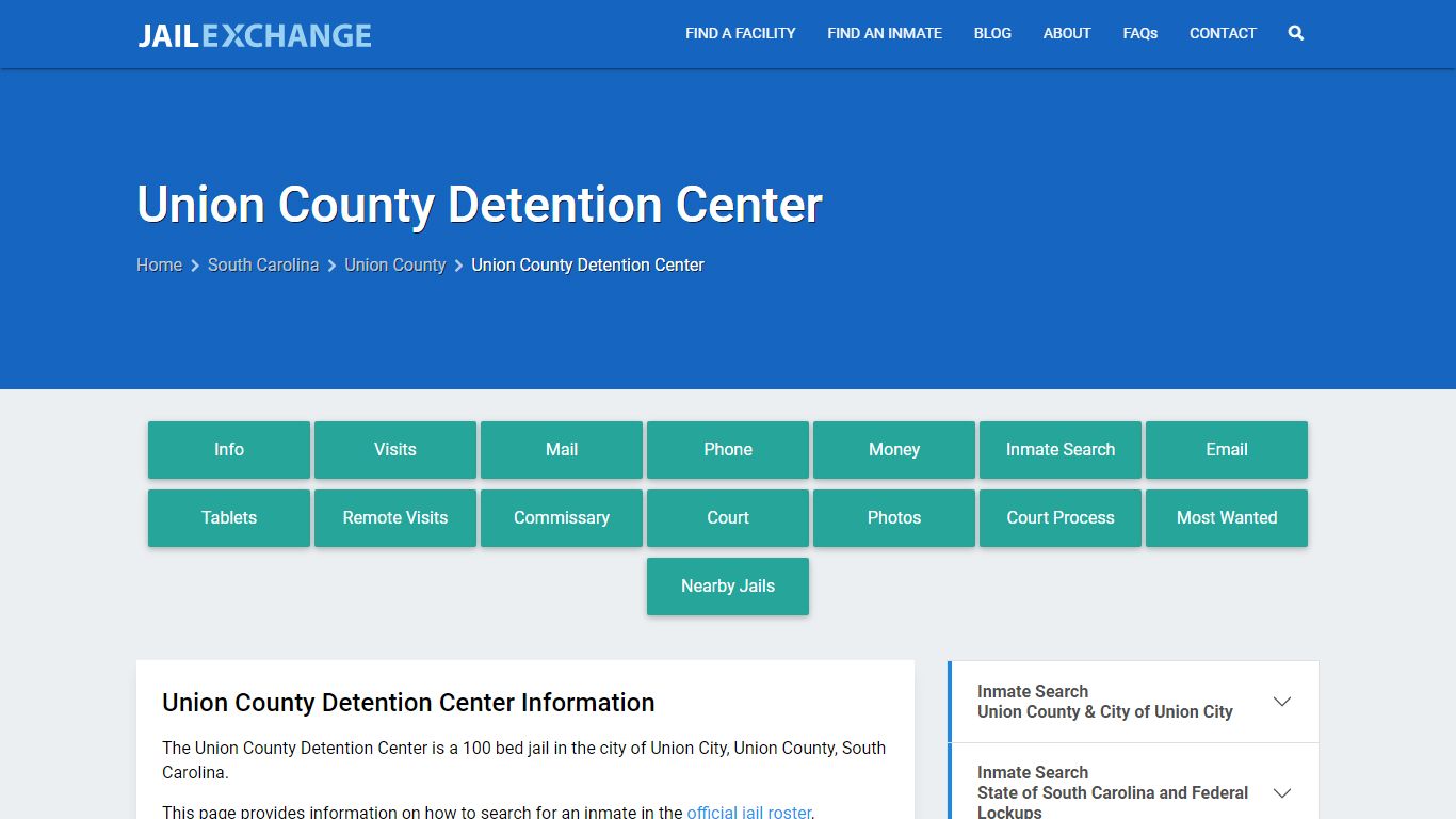 Union County Detention Center, SC Inmate Search, Information